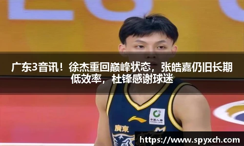广东3音讯！徐杰重回巅峰状态，张皓嘉仍旧长期低效率，杜锋感谢球迷